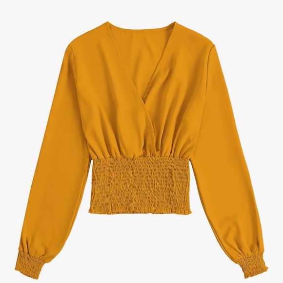 Chic Nation Tops - Elegant morning glory yellow smock Top